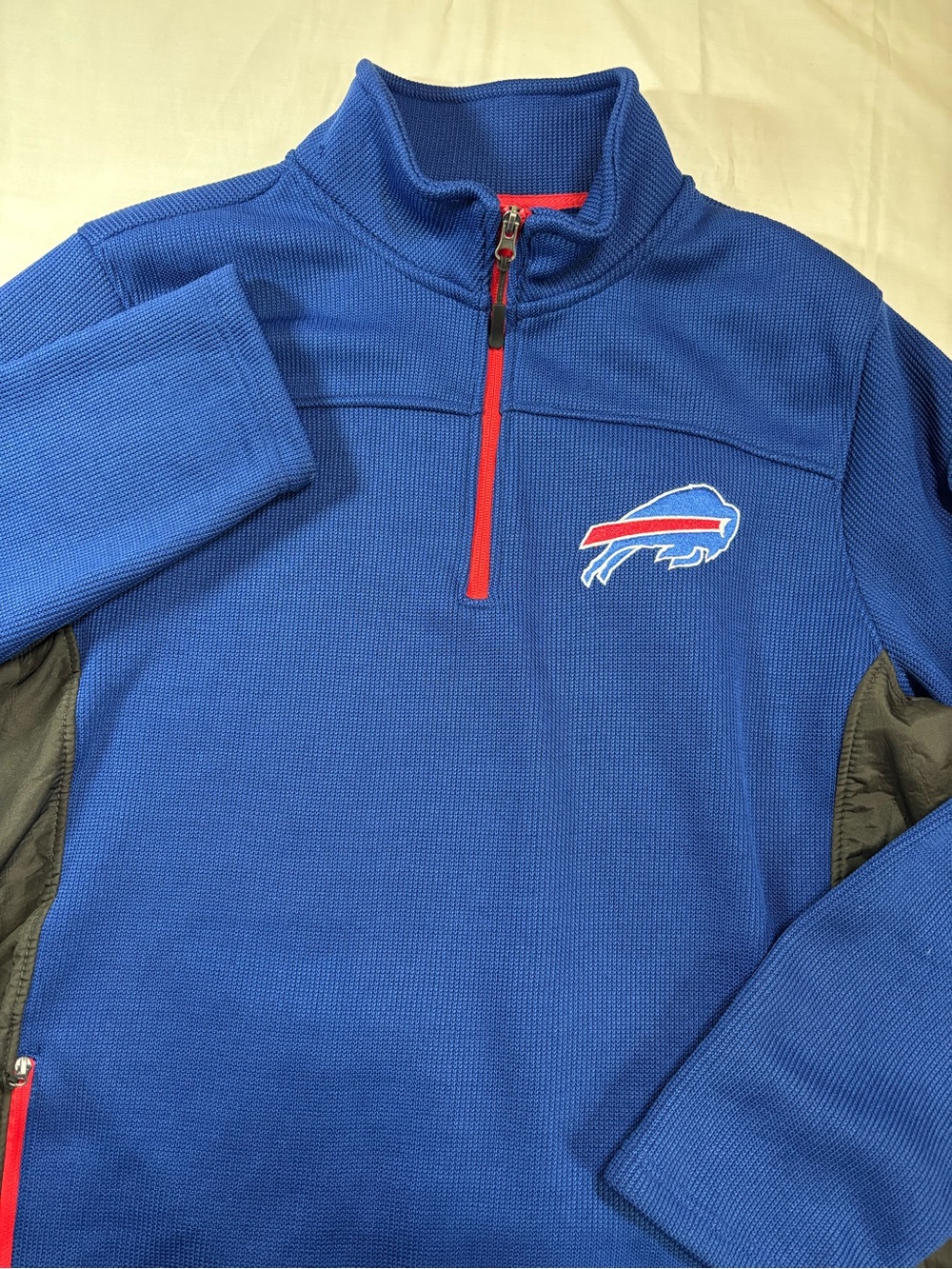 NFL Royal Blue Quarter-Zip Pullover with Red Trim and Team Logo